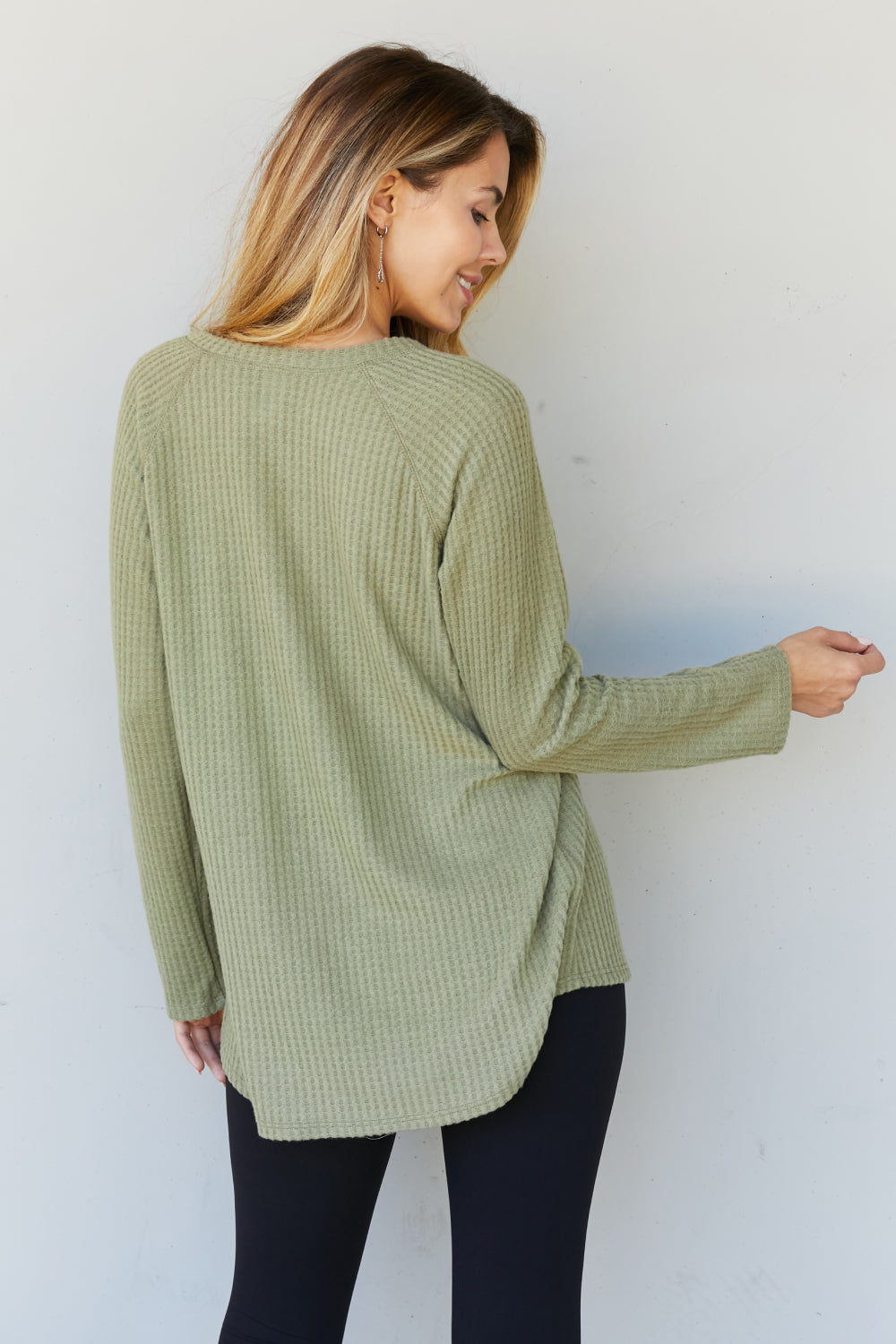 Heimish Fall Fields Full Size Waffle Knit Tunic Top -