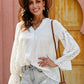 Full Size Eyelet Sleeve Button Down Top -