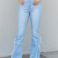 YMI Jeanswear Lila Frayed Panel High-Waist Flared Jeans -