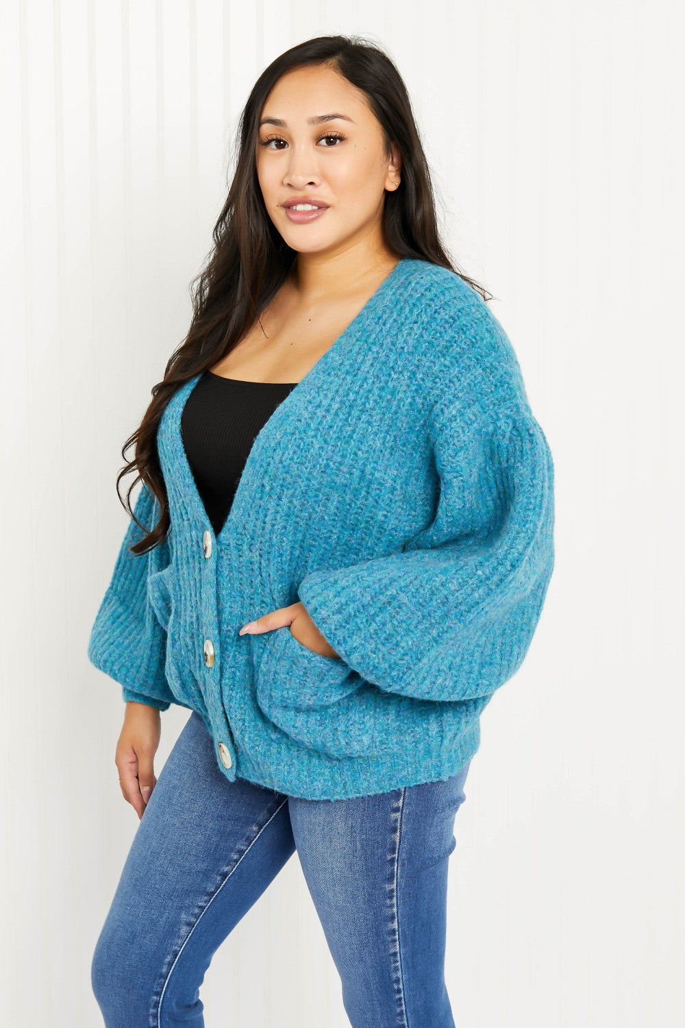 Davi & Dani Just a Fling Full Size Button Down Cardigan -