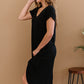 P & Rose Plot Twist T-Shirt Dress with Pockets in Black -