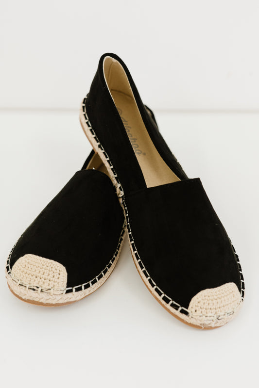 WeeBoo In Step Espadrille Slip-On Flats - Black / 5.5