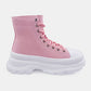 Berness Stick To It Platform Lace-Up Booties in Pink -