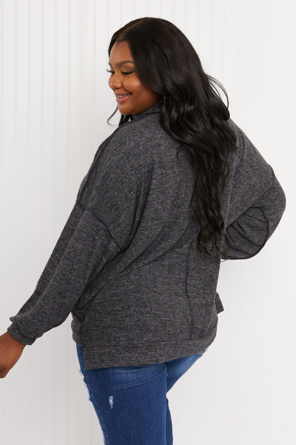 Zenana Infinitely Cozy Full Size Mock Neck Sweater -