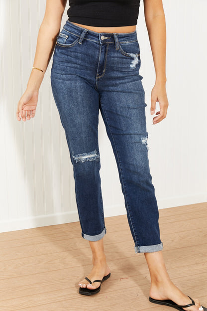 Judy Blue Avery High-Rise Cuffed Boyfriend Jeans - Medium / 0(24)