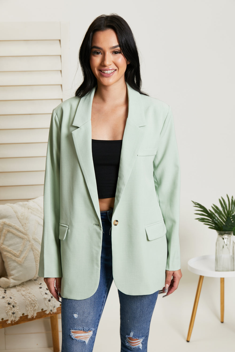 Trend Notes Self Made Blazer in Green -