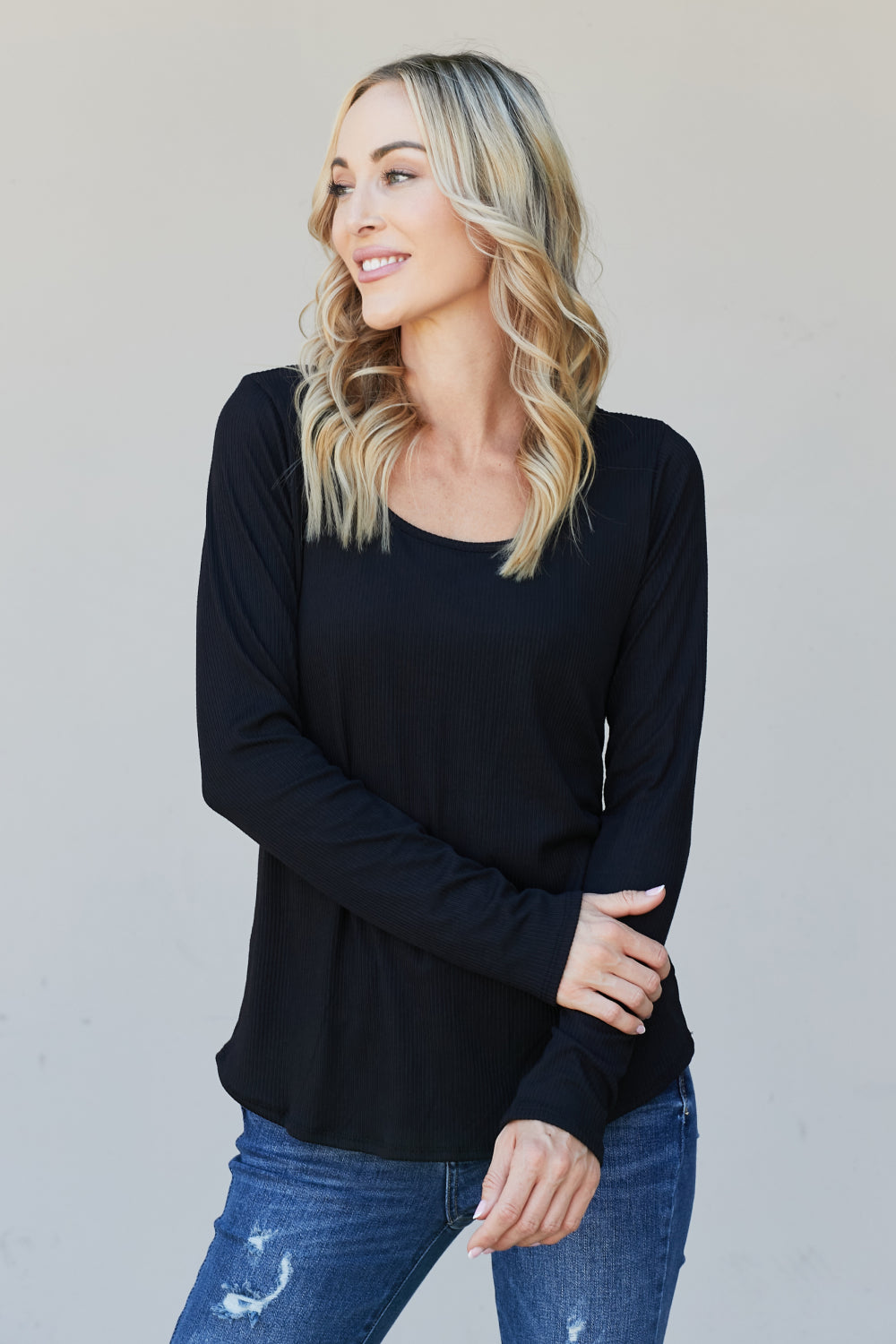 Heimish Full Size Scoop Neck Long Sleeve Top -