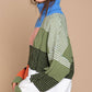 POL Full Size Color Block Turtleneck Dropped Shoulder Sweater -