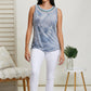 Vocal Finest Hour Acid Wash Rhinestone Neckline Tank in Blue -