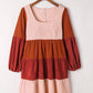Color Block Square Neck Tiered Dress -