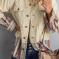 Striped Frayed Hem Corduroy Jacket -