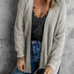 Openwork Rib-Knit Slit Cardigan - Gray / S