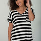 Sew In Love Out and About Striped Pocket Tee in Black and Ivory -