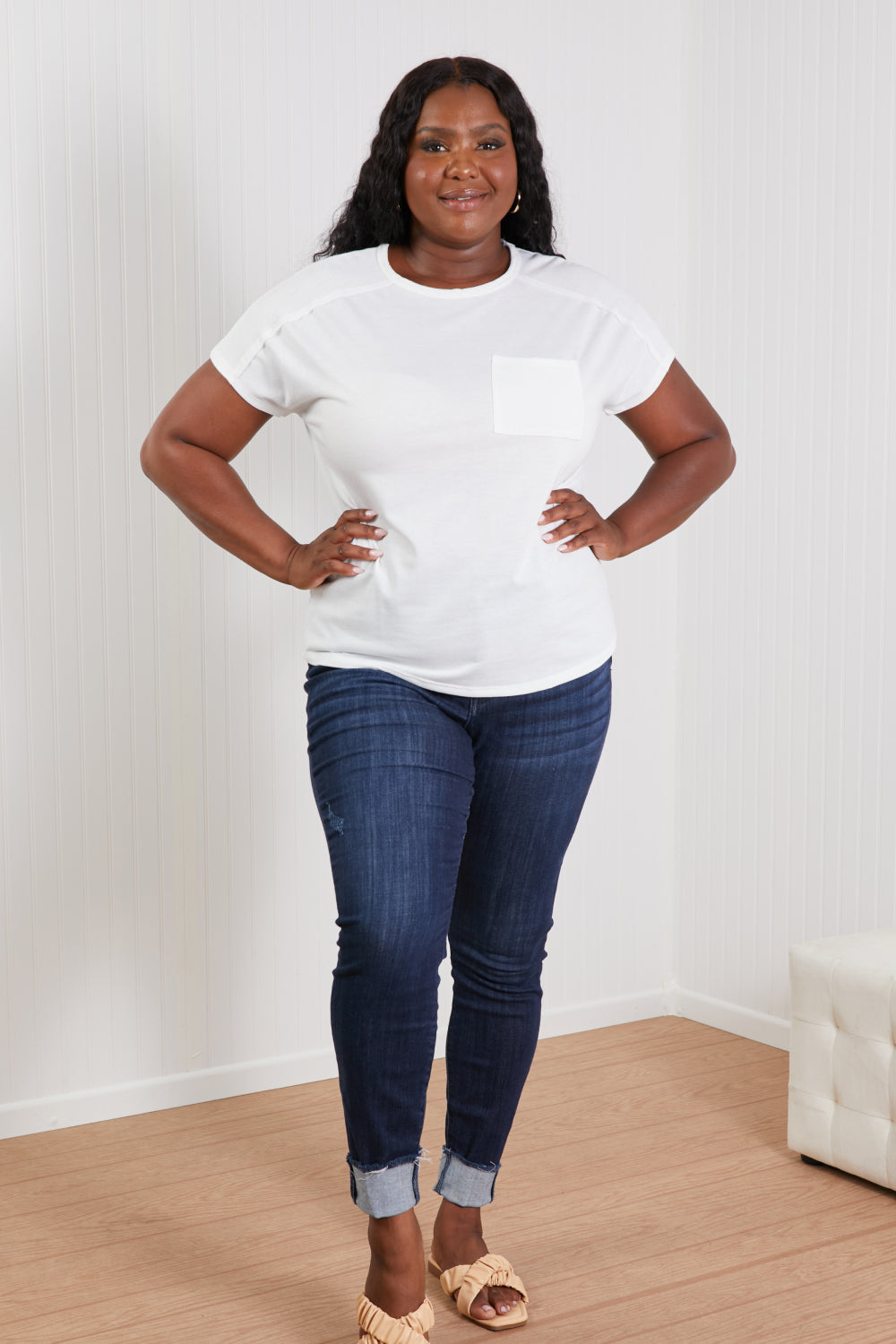 Sew In Love Stay and Chat Love Pocket Tee in Ivory -