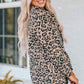 Leopard Drawstring Waist Jacket with Pockets -