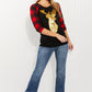 Acting Pro Oh Deer Full Size Sequin Plaid Sleeves Top -