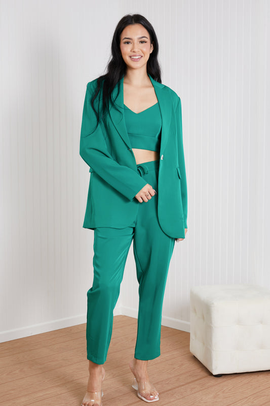 GeeGee Wall Street Bra, Blazer, and Pants Set in Kelly Green - Kelly Green / S