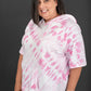 Sew In Love Watching Clouds Tie-Dye Short-Sleeved Hoodie in Neon Pink -