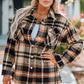 Plaid Button Front Shirt Jacket with Breast Pockets -