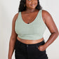 White Birch Sense of It All Cropped V-Neck Tank Top in Mint -