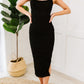 PRIVY Ruched Sleeveless Midi Dress with Side Slit -