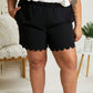 Cotton Bleu Ups and Downs Scalloped Airflow Shorts in Black -