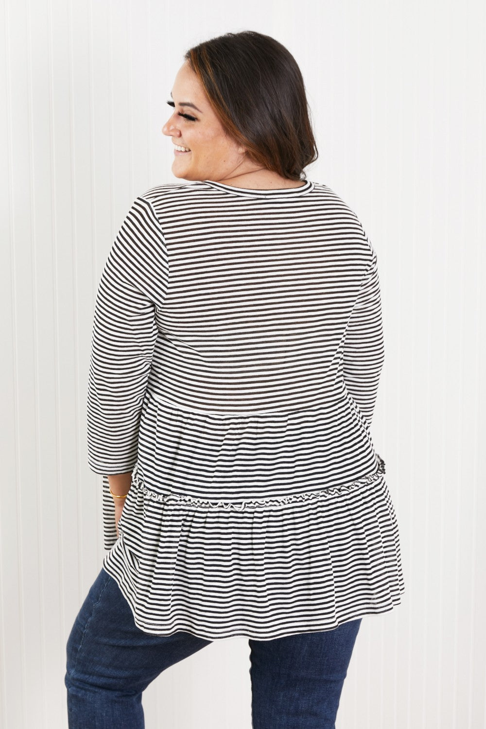 Doe & Rae Full of Love Striped Tiered Top -