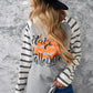 HAPPY HALLOWEEN Striped Long Sleeve Tee -