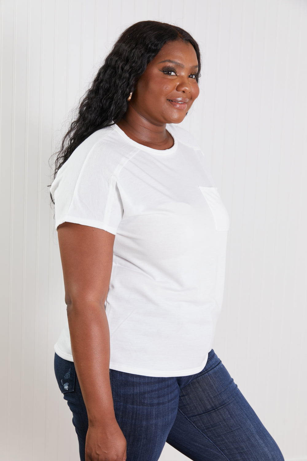 Sew In Love Stay and Chat Love Pocket Tee in Ivory -