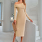 Asymmetrical Neck Slit Midi Dress -