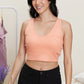White Birch Sense of It All Cropped V-Neck Tank Top in Coral -