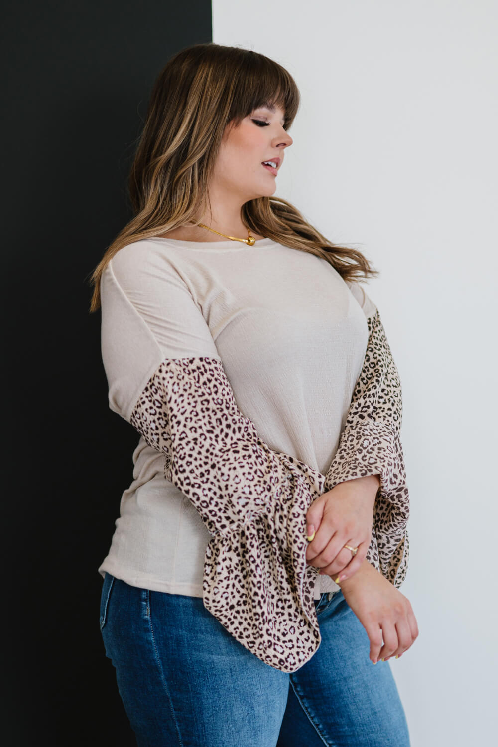 Aspire to Inspire Leopard Bell Sleeve Top -