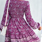 Bohemian V-Neck Balloon Sleeve Dress -