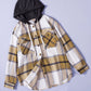 Plaid Button Down Hooded Shirt Jacket with Breast Pockets -