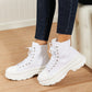 Berness Stick To It Platform Lace-Up Booties in White -
