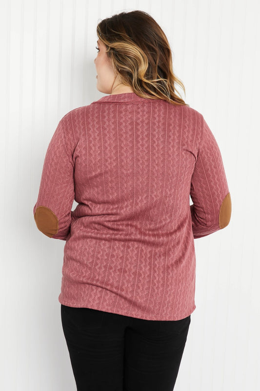 Heimish 'Round the Fire Cable-Texture Henley with Elbow Patches -