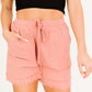 Cotton Bleu Kiss and Make Up Frayed Hem Shorts in Mauve -
