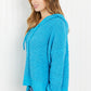 POL Game Night Full Size Textured Knit Hoodie in Pool Blue -