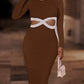 Contrast Cutout Ribbed Bodycon Dress -