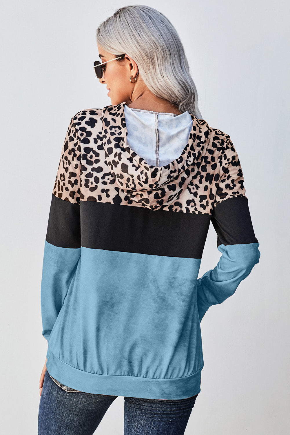 Leopard Color Block Hoodie -