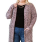Plus Size Leopard Open Front Cardigan with Pockets -