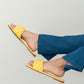 Weeboo Cakewalk Woven Square Toe Slides in Yellow -