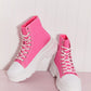 Berness Stick To It Platform Lace-Up Booties in Pink -