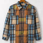 Plaid Curved Hem Shirt Jacket with Breast Pockets -