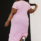 P & Rose Plot Twist T-Shirt Dress with Pockets in Rose -