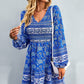 Bohemian V-Neck Balloon Sleeve Dress -