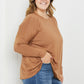 Zenana Full Size Round Neck Dropped Shoulder Tunic Top in Deep Camel -