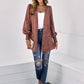 Printed Lantern Sleeve Open Front Top -