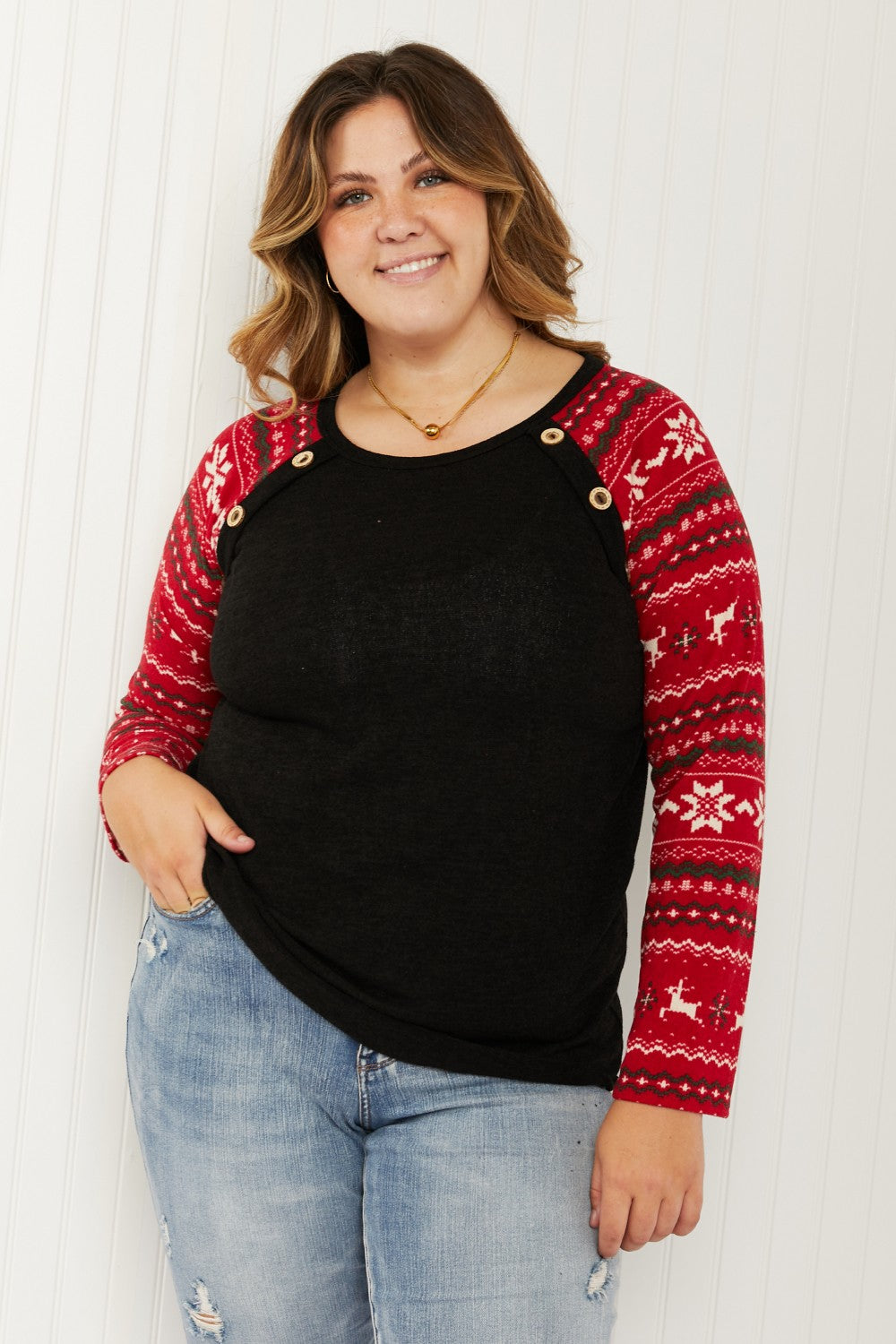 Heimish Winter Wonderland Full Size Christmas Baseball Sleeve Top -