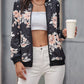 Floral Zip Up Long Sleeve Bomber Jacket -